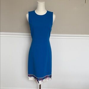 Emilio Pucci Sleeveless Cobalt Blue Midi Dress with Printed Hem